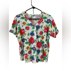 Vintage floral short sleeve button down shirt